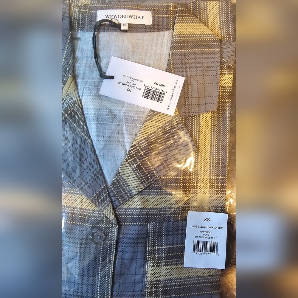 WeWoreWhat Women's Sleepwear Plaid Long Sleeve Pajama Top, Size XS - Picture 12 of 12